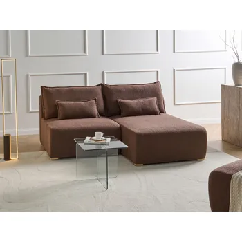 Pohovka Modulární pohovka krémově hnědé buklé čalouněné s funkcí přeměny na lůžko rozkládací úložný prostor minimalistický styl Beliani