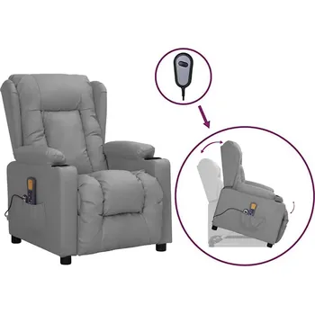 Masážní křeslo zahrada-XL Zvedací masážní křeslo šedé umělá kůže 3093454