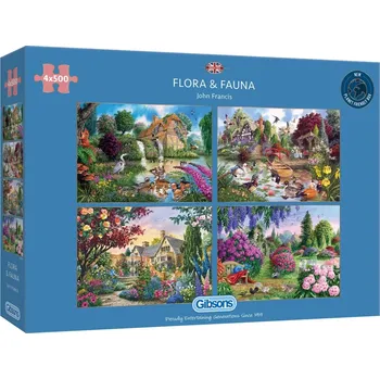 Puzzle Gibsons Puzzle Flora a Fauna 4x500 dílků