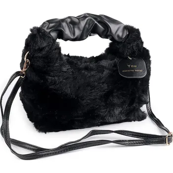 Kabelka Kožešinová kabelka 24x21 cm, střední, 4 černá