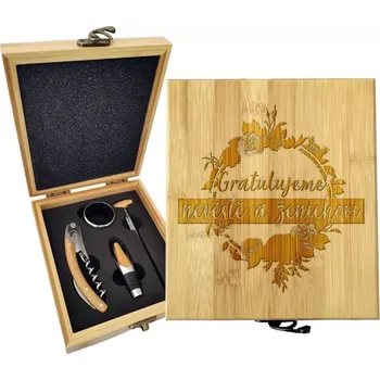 Víno Sablio Dárková sada na víno Gratulujeme nevěstě a ženichovi: 147×168×49 mm