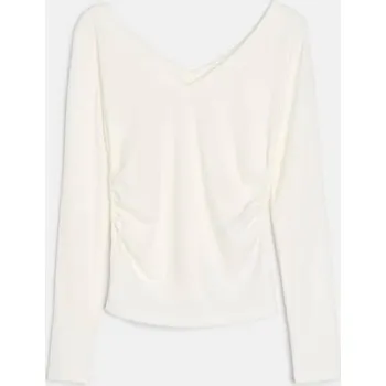 Sinsay - Blůza s řasením a příměsí viskózy - krémová - 029HA-01X - 029HA-01X-L