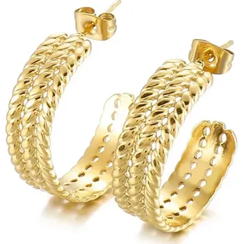 Náušnice Ocelové Náušnice půlkruhy Vangel Zlaté