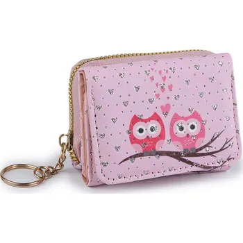 Mini peněženka dětská 7x8,5 cm, střední, 18 růžová sv. sova