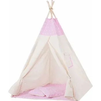 Dětská deka Teepee stan pro děti SPRINGOS Růžový s hvězdami