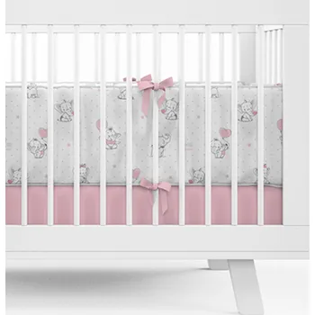 Příslušenství pro dětskou postel a kolébku Detexpol Mantinel do postýlky 30x180cm - sloník - šedá, růžová