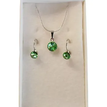 Souprava šperků Sada bižuterie - zelené SW kamínky (Sada šperků - SWAROVSKI krystaly)