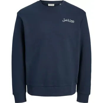 Pánská mikina Velká pánská mikina přes hlavu s potiskem na zádech Jack & Jones 12285534 tmavě modrá (5XL)