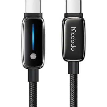 Náhradní díl pro mobilní telefon Mcdodo – datový kabel (CA-0100) – s automatickou úpravou jasu, USB-C na USB-C, 100W, 5A, 1,2m – černý