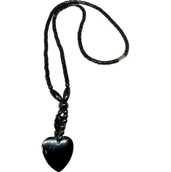 Náhrdelník Hematitový náhrdelník se srdíčkem