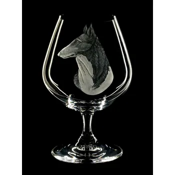 Sklenice sklenice na brandy 350ml Lara, Krátkosrstá kolie - ručně ryté (broušené), dárková krabička