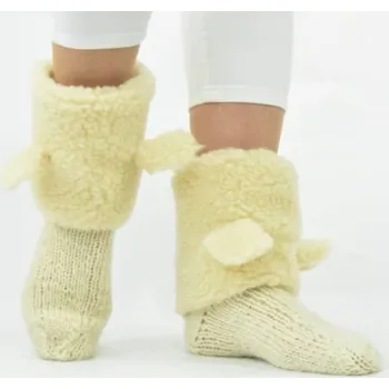 Dámské ponožky Ručně pletené ponožky OVEČKA z ovčí vlny – veselé ponožky pro každodenní nošení Velikost: 38-39
