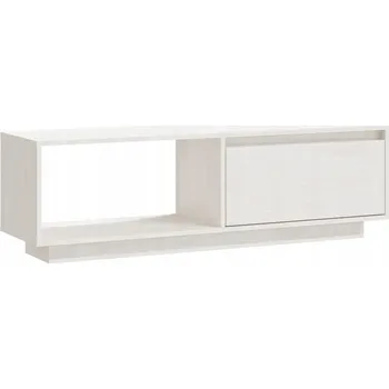 Televizní stolek Bílá TV skříňka z masivního borovicového dřeva 110 x 30 x 33,5 cm