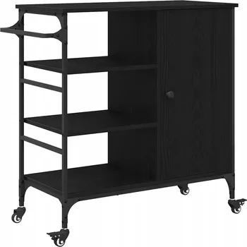 Servírovací stolek Kuchyňský vozík černý dub 87,5 x 38,5 x 84,5 cm