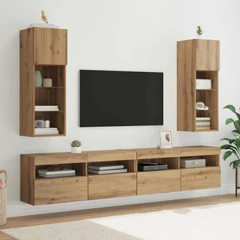 Televizní stolek Nástěnné TV skříně 2 pcs Artisanový dub 30,5 x 30 x 90 cm
