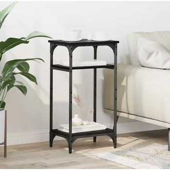 Obývací pokoj Boční stůl s policí Černý dub 40 x 30 x 75 cm kompozitní dřevo