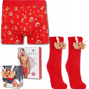 Pánské spodní prádlo Vánoční Sada Pánské Boxerky a Ponožky DÁREK na Mikuláše MORAJ XXL