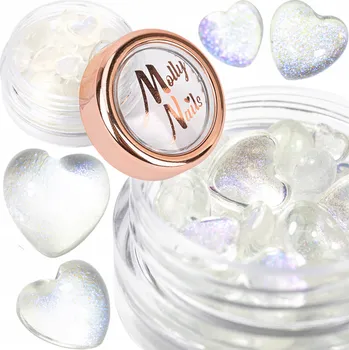 3D ozdoba srdce MOLLYNAILS - Trojrozměrná Srdíčka na nehty, čirá, Č. 1