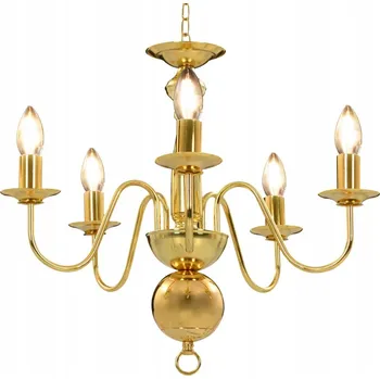 Stropní lustr klasický zlatý 50 x 45 cm kovový na žárovky E14