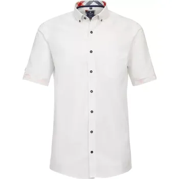 Pánská košile Pánská velká hladká lněná košile s krátkým rukávem Redmond 241160999-0 bílá (6XL)