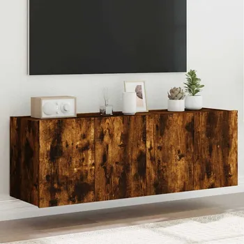 Obývací stěna vidaXL Nástěnné TV skříňky s LED osvětlením 2 ks 60x35x41cm [837313] Barva: kouřový dub