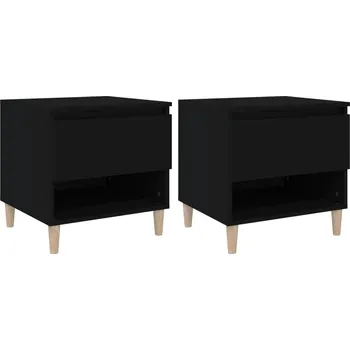 Noční stolek Černé noční stolky 50 x 46 x 50 cm, dřevotříska, 2 ks