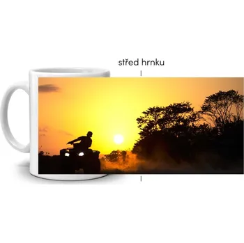 Bílý keramický hrnek 330ml s obrázkem - jízda při západu slunce