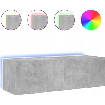 Televizní stolek Závěsná skříňka pod TV s LED RGB, šedá betonu, 100 x 35 x 31 cm
