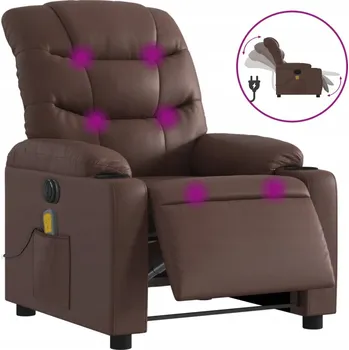 Křeslo Elektrické masážní křeslo hnědé s funkcí sklápění 75,5 x 93 x 99,5 cm