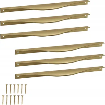 Nábytkové kování Sada 6x nábytková úchytka hranová hliníková zlatá matná pro nábytek 340 mm