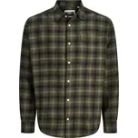 Velká pánská flanelová kostkovaná košile s dlouhým rukávem Jack & Jones 12291881 černo-zelená (5XL)