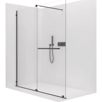 CERANO - Sprchová zástěna Walk-in Medin L/P - 8 mm - černá matná, transparentní sklo - 160x195 cm - dvoudílná posuvná