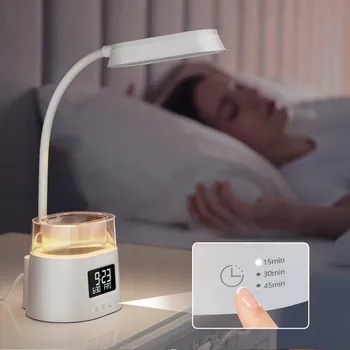 Lampička LED STOLNÍ LAMPA S HODINAMI, ČASOVAČEM, 3 BARVY RGB PRO KANCELÁŘ A LOŽNICI