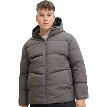 Velká pánská prošívaná bunda s kapucí Jack & Jones 12283873 šedá (5XL)