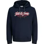 Velká pánská mikina přes hlavu s kapucí Jack & Jones 12279598 tmavě modrá (7XL)