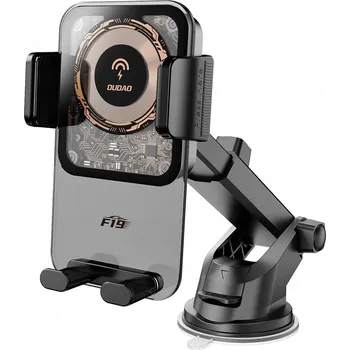 Držák do auta Dudao F19 s upínacím mechanismem a 15W bezdrátovou nabíječkou - černý
