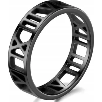 Prsten Černý Prsten s Římskými Číslicemi Prstýnek Ring
