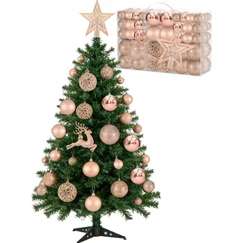 Vánoční dekorace Sada vánočních koulí RŮŽOVÉ ZLATO XXL 102 ks – vánoční ozdoby + HVĚZDIČKA