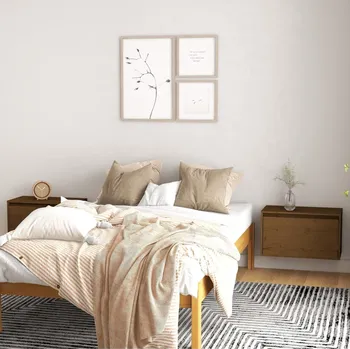 Příborník do zásuvky vidaXL Nástěnné skříňky 2 ks medově hnědé 60x30x35 cm masivní borovice