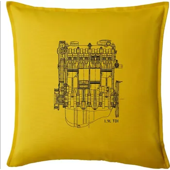 Polštář Motor Škoda/ VW 1.9L TDI ze předu - Polštář 50x50 - 50x50 - Pouze potah ( Žlutá )