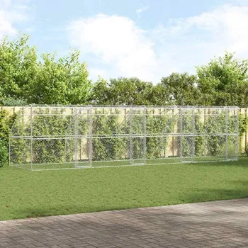 klec pro psa Psí kennel s úložištěm 4 pcs Stříbrná 8 x 2 x 2 m Ocel Stříbrná3368335