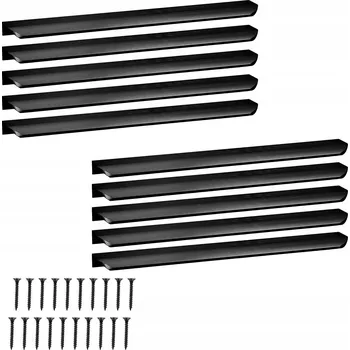 Nábytkové kování Nábytková Úchytka Hranový Moderní Hliník Černý Matný 340mm 10 kusů