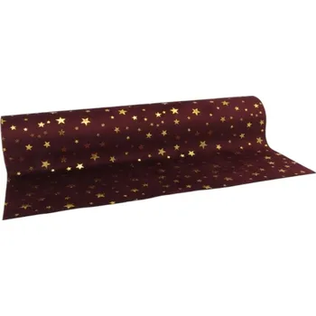 ubrus Sametový běhoun na stůl Stars 280 mm x 2,5 m vínová