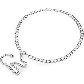 Opasek Pásek kovový / řetězový s přívěskem, střední, 3 stříbrná kulička