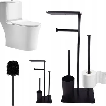 STOJAN 3V1 NA TOALETNÍ PAPÍR A WC ŠTĚTKU BEZ VRTÁNÍ NEREZOVÁ OCEL