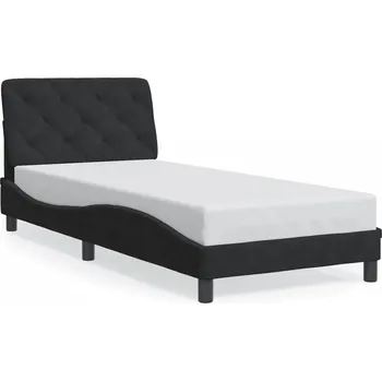 Postel Rám postele s čelem samet černý 218x85x74,5 cm