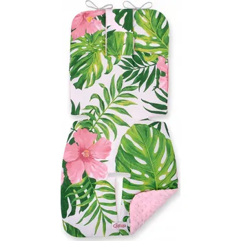 Příslušenství pro přepravu dětí Vložka do kočárku BOBONO minky - tropické květiny/růžová