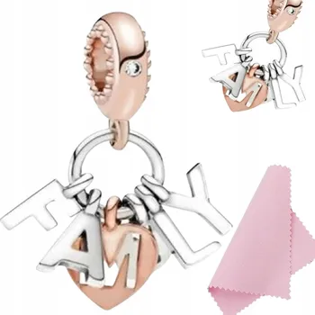 Přívěsek Korálek přívěsek Charms FAMILY, rodinný přívěsek, růžové zlato s925