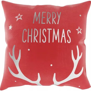 Povlak na polštářek DEKORAČNÍ VÁNOČNÍ POVLAK NA POLŠTÁŘ 45X45 HORN ČERVENÉ + STŘÍBRNÉ
