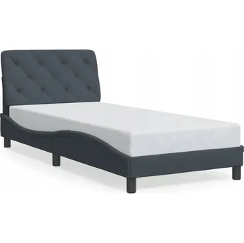 Postel Rám postele s čelem, sametový, 208x95x74,5 cm, tmavě šedá